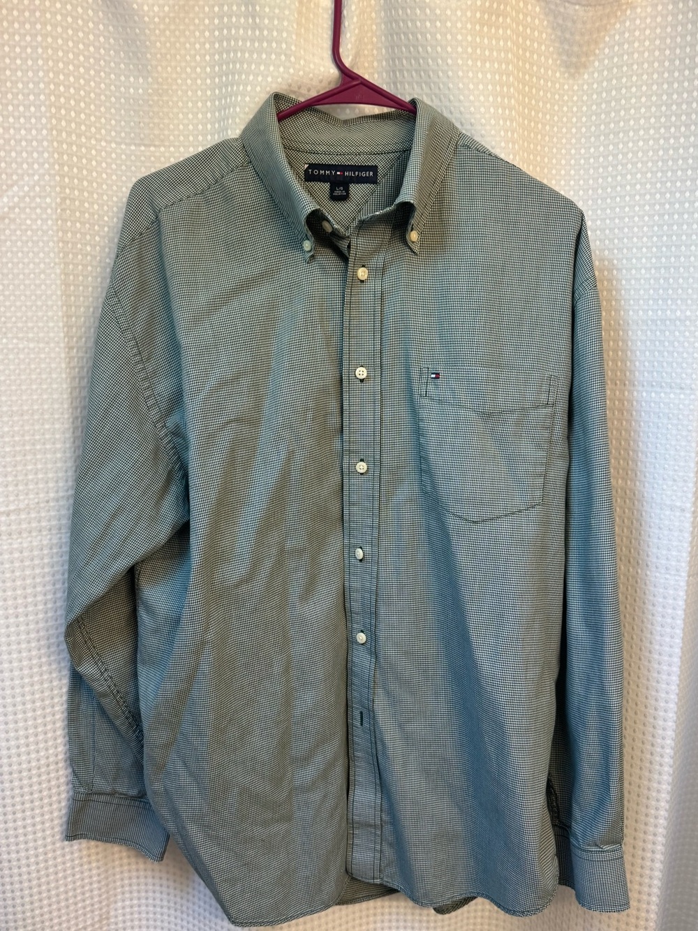 Tommy Hilfiger Green Window Pane Checked Button-Down Casual Shirt Size Large